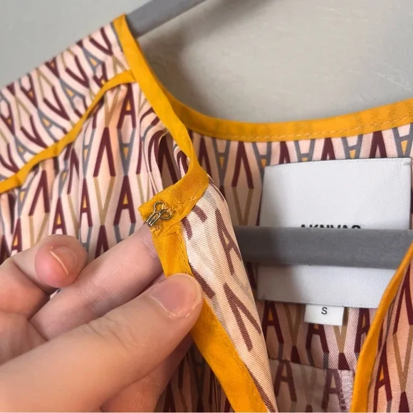 AKNVAS 100% Silk Logo Prairie Midi Dress Prairie Peasant Luxury - Picture 7 of 13